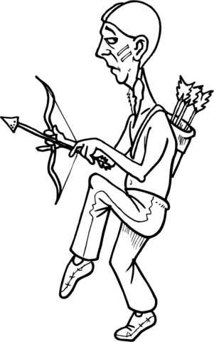 Native American With A Bow Coloring Page